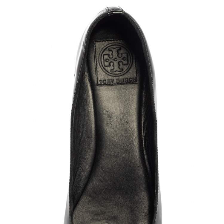 Pre Owned Tory Burch Black Patent Leather Trudy Bow Ballet Flats Size 39.5
