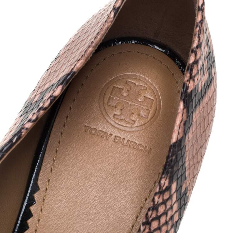 Pre Owned Tory Burch Purple Velvet And Python Embossed Leather Jessa Embellished Slip On Loafers Size 40