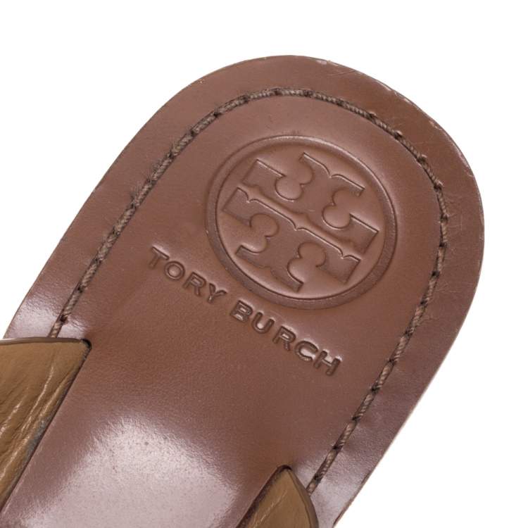 مملوكة مسبقًا Tory Burch Beige Leather Thong Flats Size 39