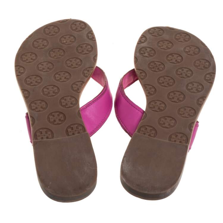 Pre Owned Tory Burch Pink Leather Thong Flats Size 39