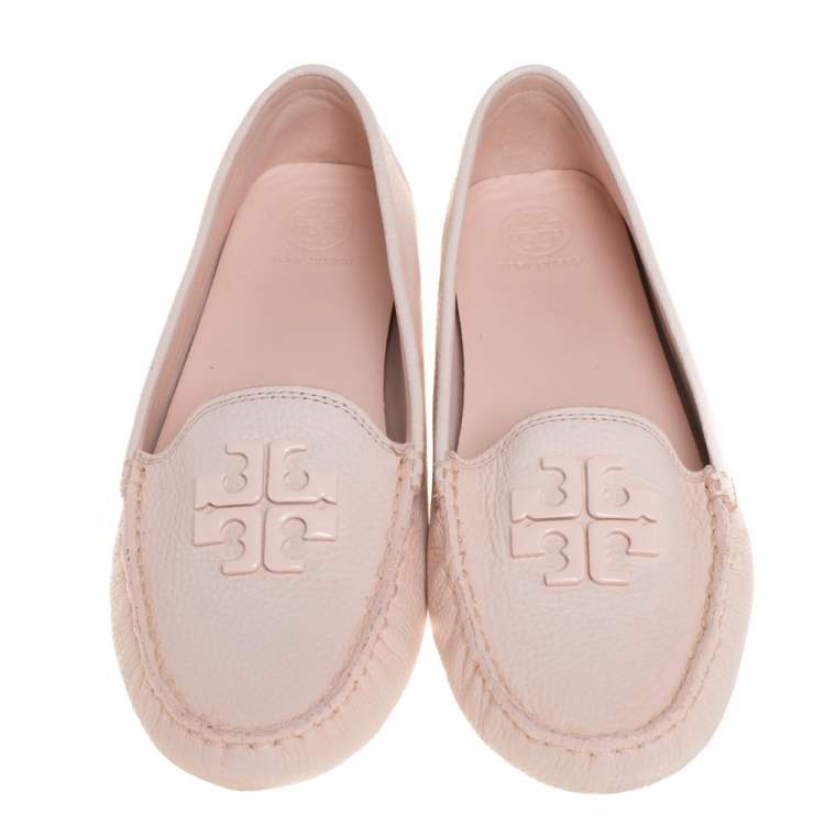 مملوكة مسبقًا Tory Burch Blush Pink Leather Lowell Loafers Size 39