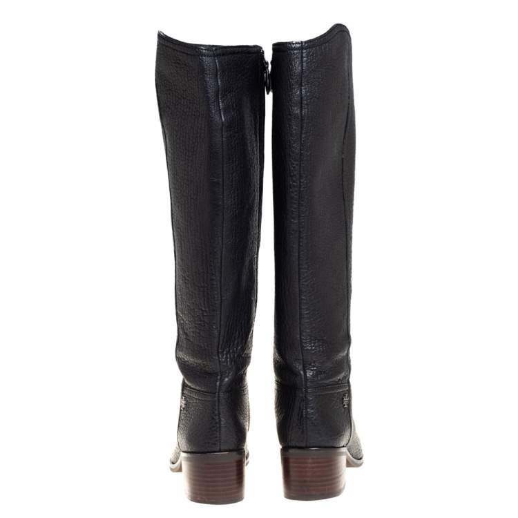 مملوكة مسبقًا Tory Burch Black Leather Fulton Knee Length Boots Size 40