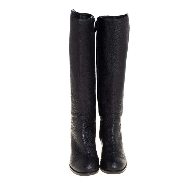 مملوكة مسبقًا Tory Burch Black Leather Fulton Knee Length Boots Size 40