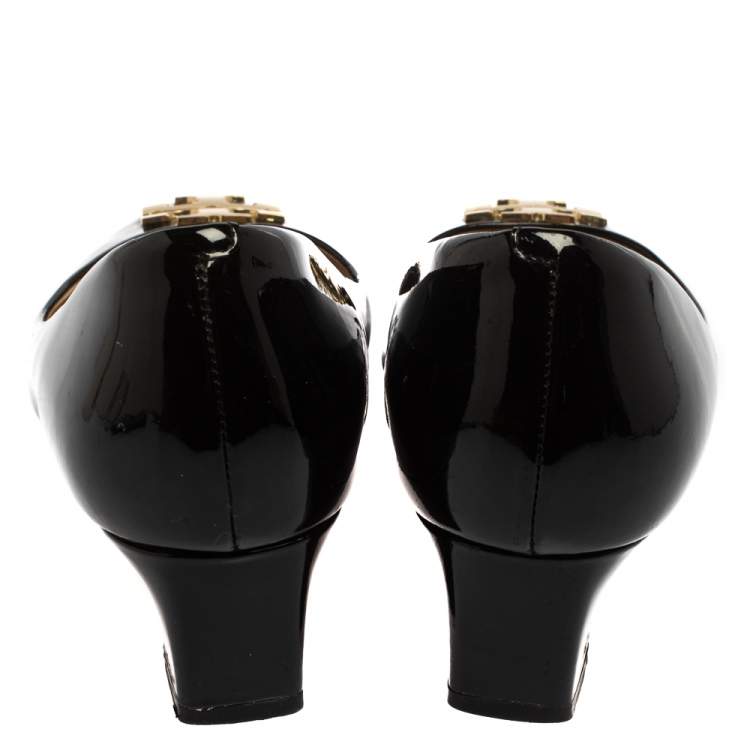 Pre Owned Tory Burch Black Patent Leather Raleigh Pumps Size 38.5