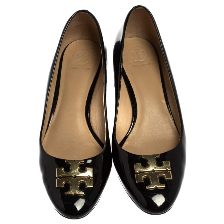 Pre Owned Tory Burch Black Patent Leather Raleigh Pumps Size 38.5