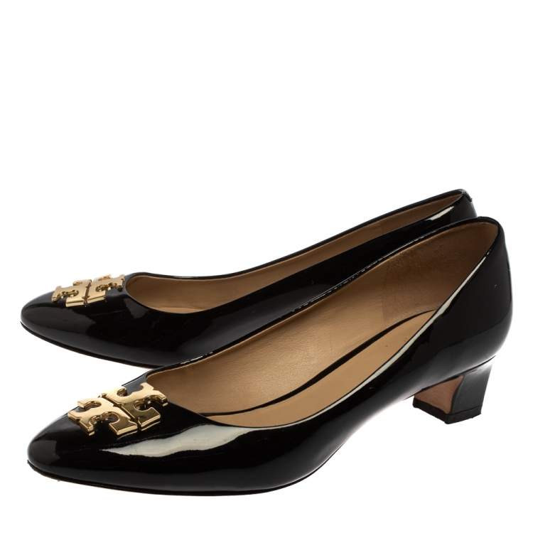 Pre Owned Tory Burch Black Patent Leather Raleigh Pumps Size 38.5