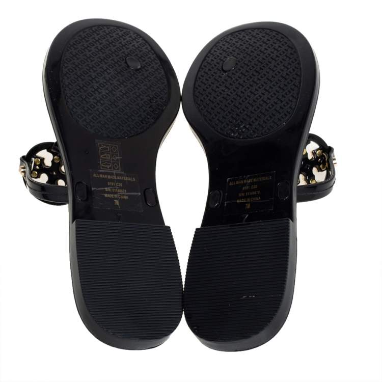 Pre Owned Tory Burch Black Patent Leather Miller Thong Flat Sandals Size 37