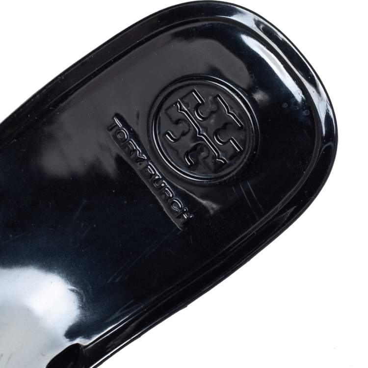 Pre Owned Tory Burch Black Patent Leather Miller Thong Flat Sandals Size 37