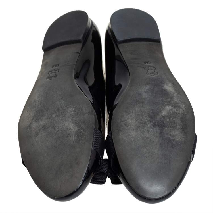 Pre Owned Tory Burch Black Patent Leather Trudy Bow Ballet Flats Size 39