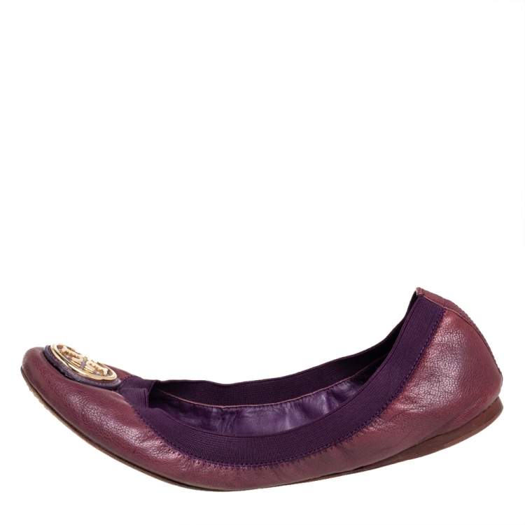Tory Burch Purple Leather Scrunch Ballet Flats Size 40 Tory Burch | TLC