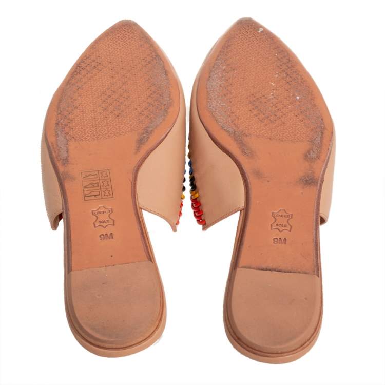 Pre Owned Tory Burch Multicolor Leather Sienna Mule Sandals Size 39