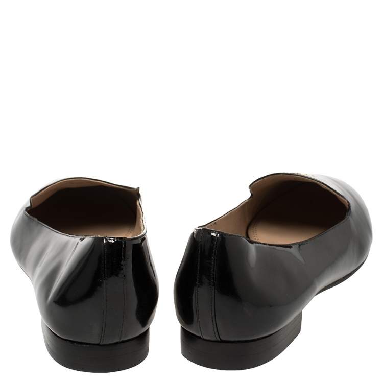 Pre Owned Tory Burch Black Patent Leather Smoking Slippers Size 40.5