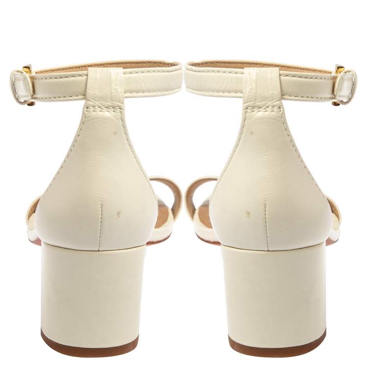 Pre Owned Tory Burch Off White Leather Ankle Strap Sandals Size 38