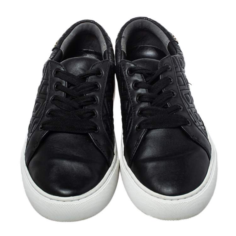 Pre Owned Tory Burch Black Quilted Leather Low Top Sneakers Size 38.5