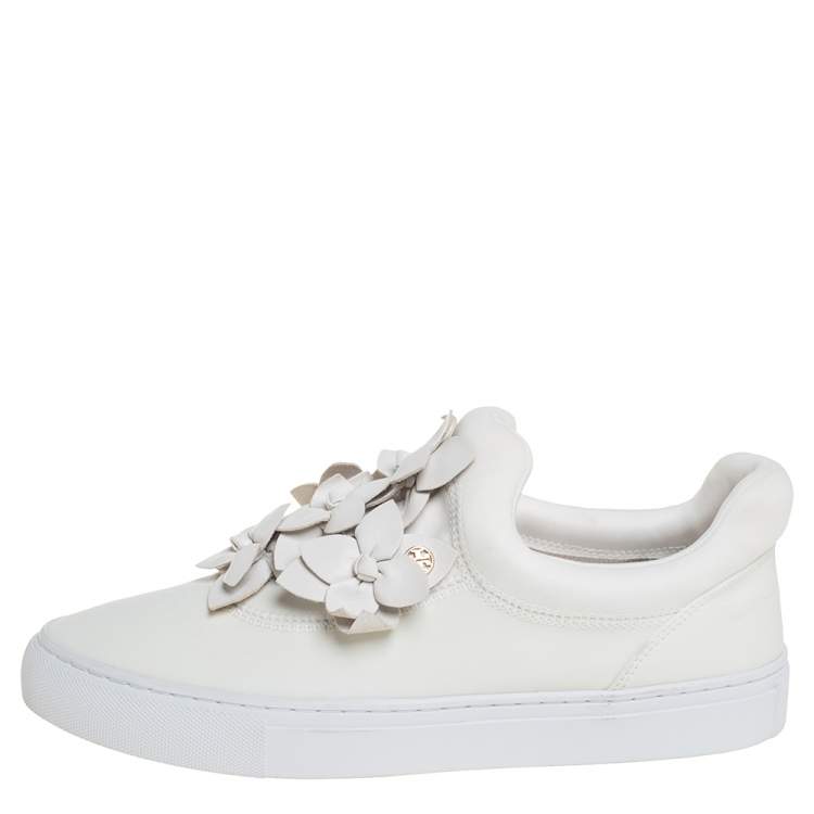 Tory Burch White Leather Blossom Floral Applique Slip On Sneakers Size 38 Tory  Burch | TLC