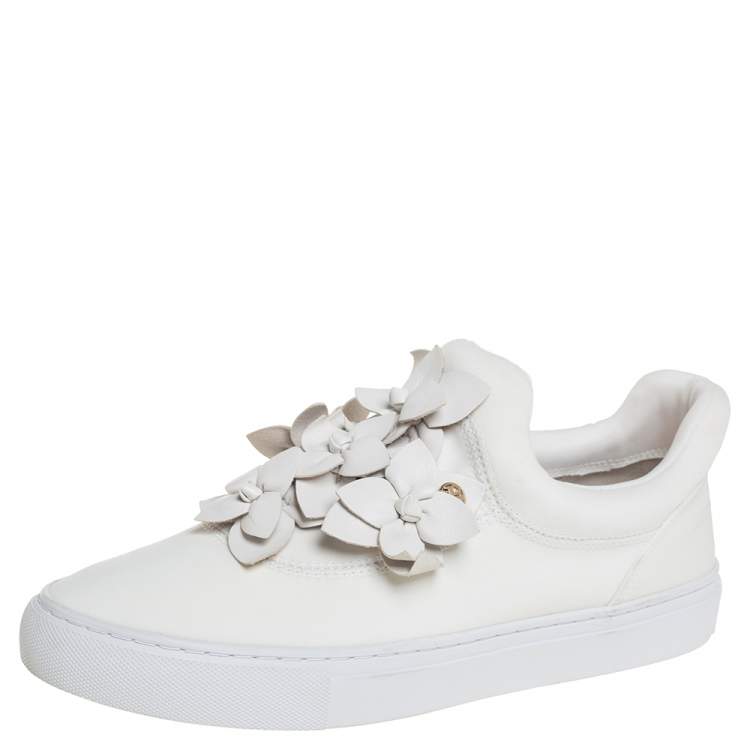 Tory Burch White Leather Blossom Floral Applique Slip On Sneakers Size 38 Tory  Burch | TLC