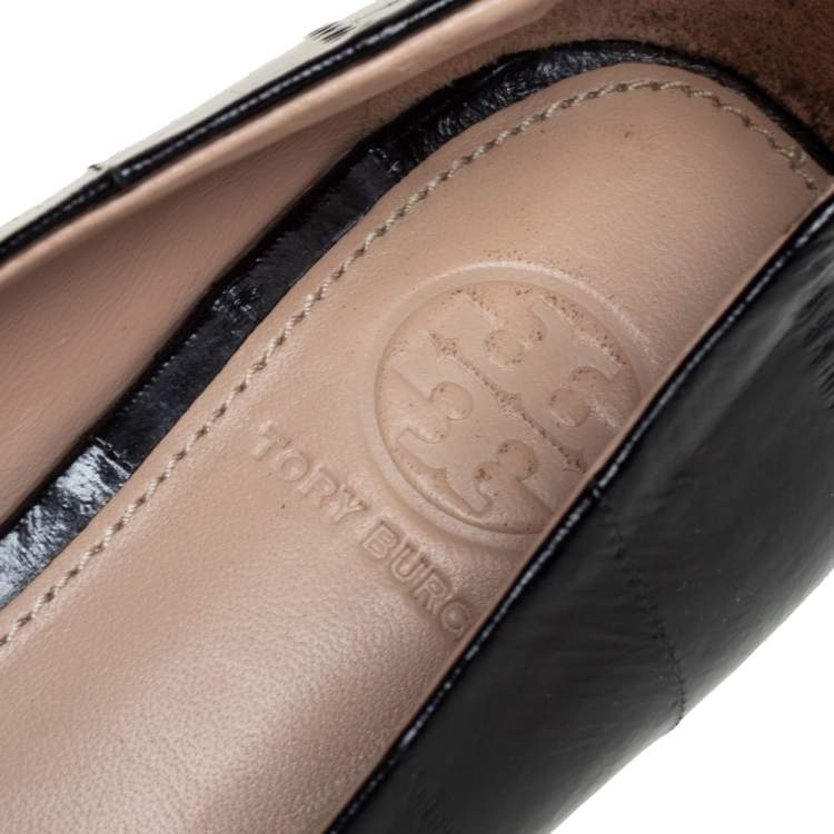 Pre Owned Tory Burch Black Eel Leather Gigi Low Heel Pumps Size 36.5