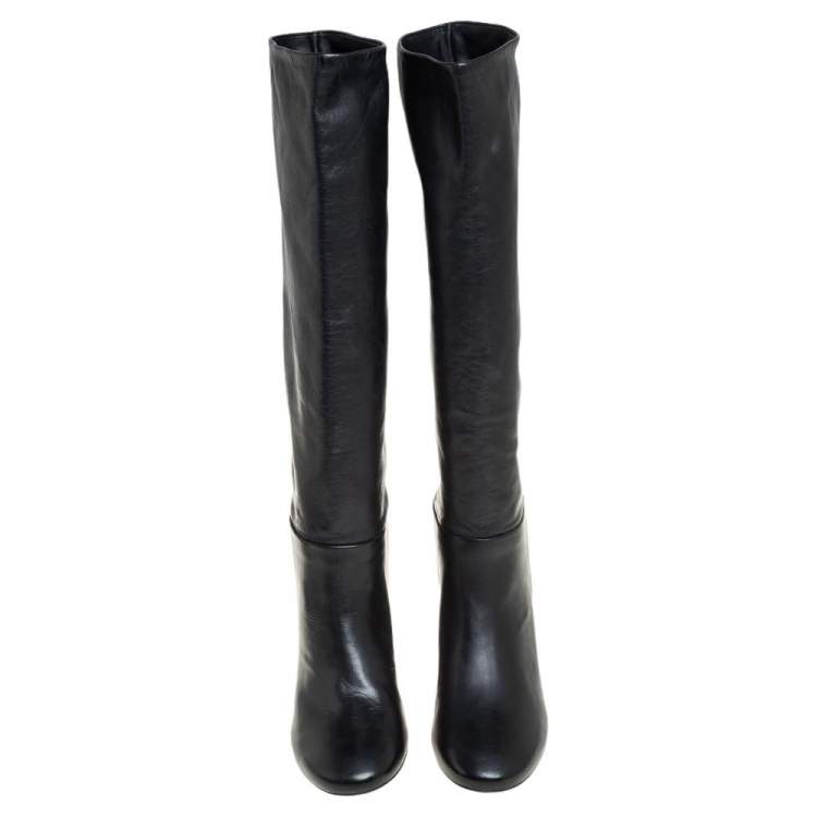 مملوكة مسبقًا Tory Burch Black Leather Knee Length Boots Size 36