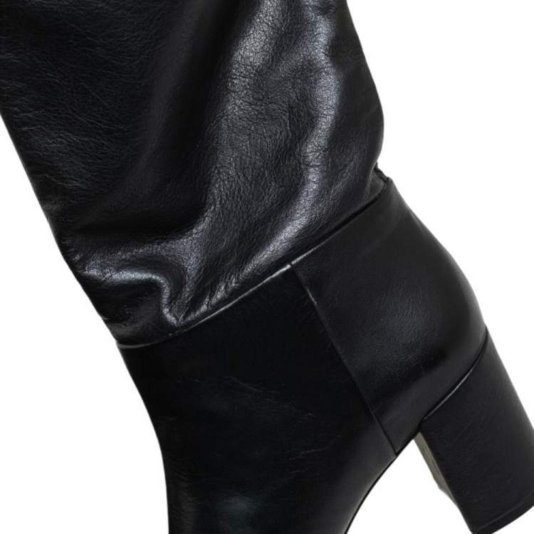مملوكة مسبقًا Tory Burch Black Leather Knee Length Boots Size 36