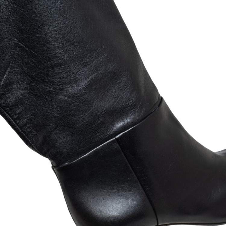 مملوكة مسبقًا Tory Burch Black Leather Knee Length Boots Size 36