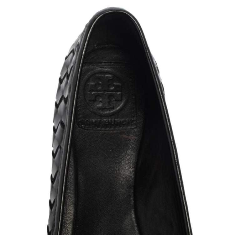 Pre Owned Tory Burch Black Patent Leather Ballet Flats Size 38