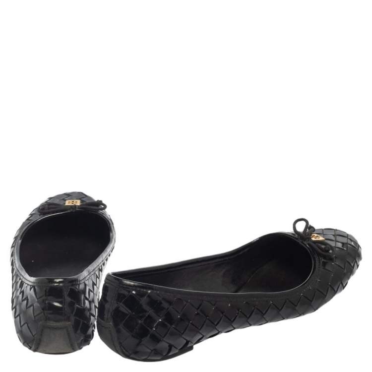 Pre Owned Tory Burch Black Patent Leather Ballet Flats Size 38