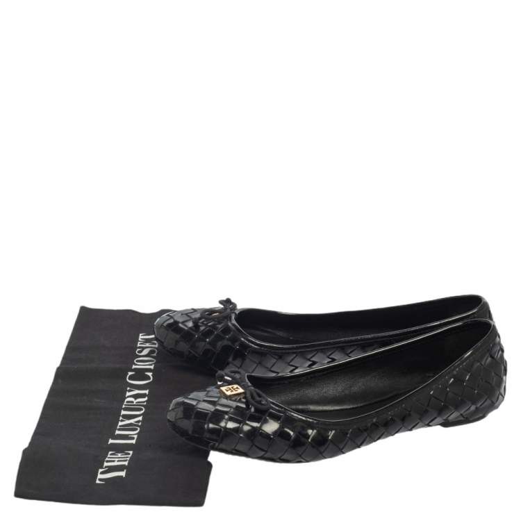 Pre Owned Tory Burch Black Patent Leather Ballet Flats Size 38