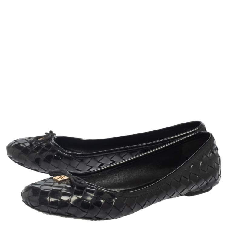 Pre Owned Tory Burch Black Patent Leather Ballet Flats Size 38
