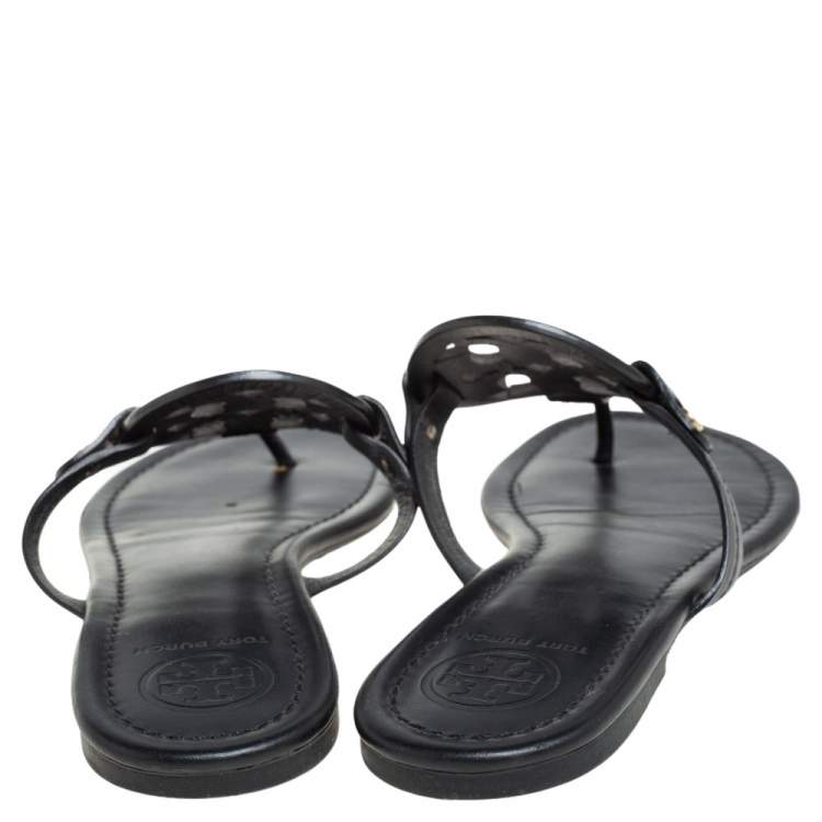 Pre Owned Tory Burch Black Leather Miller Flat Thong Sandals Size 39