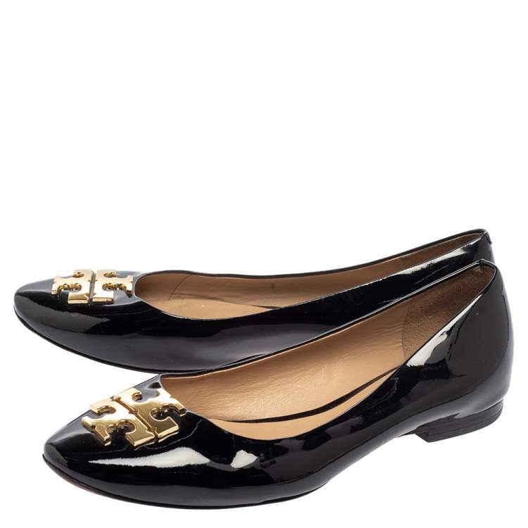Pre Owned Tory Burch Black Patent Leather Ballet Flats Size 37