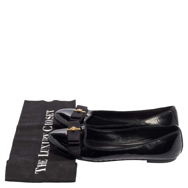 Pre Owned Tory Burch Black Patent Leather Ballet Flats Size 37