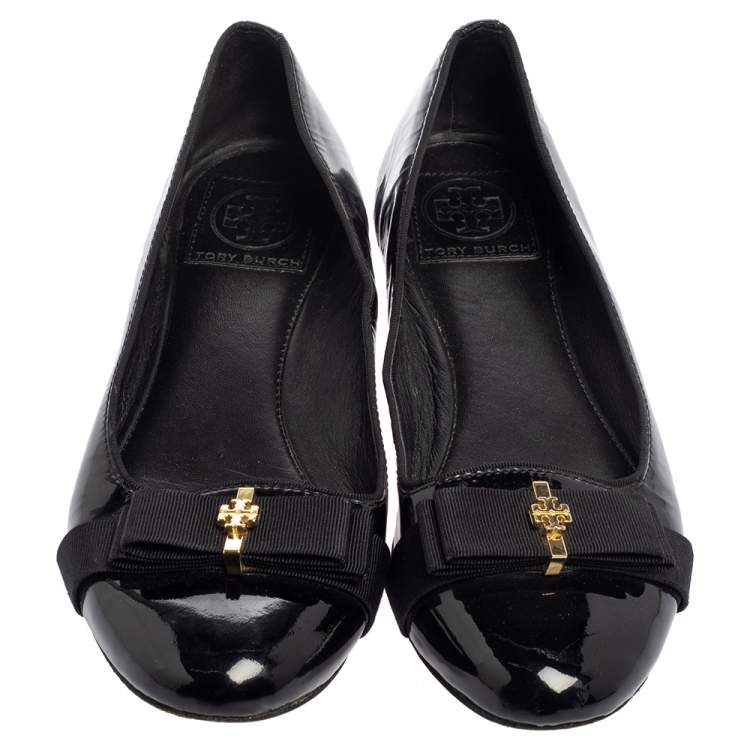 Pre Owned Tory Burch Black Patent Leather Ballet Flats Size 37