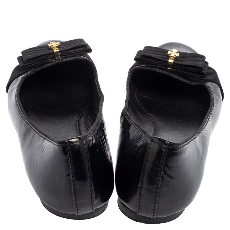 Pre Owned Tory Burch Black Patent Leather Ballet Flats Size 37