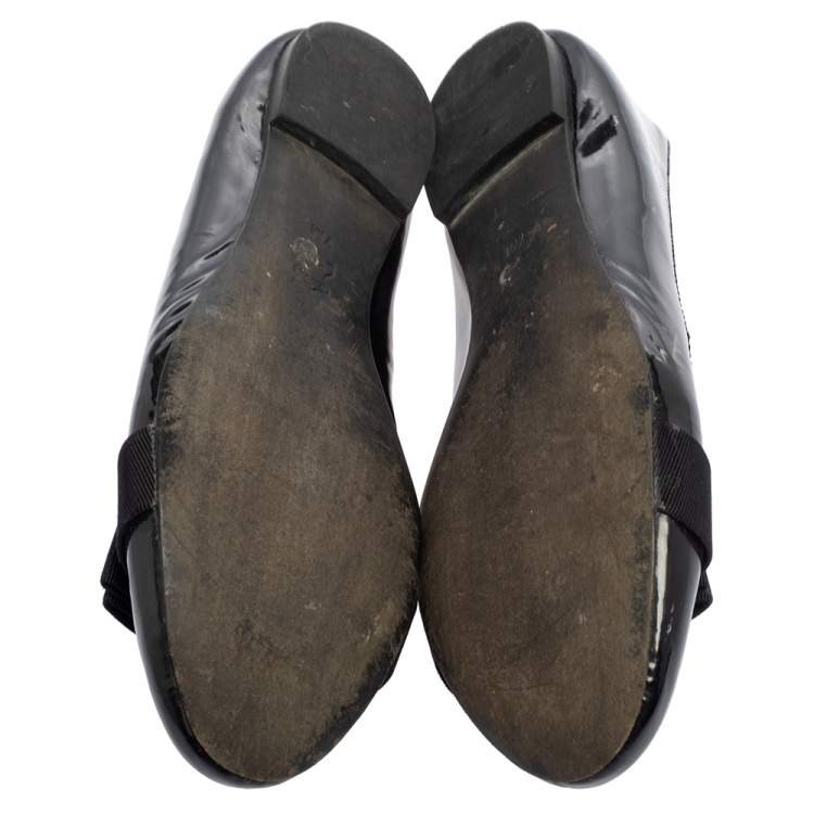 Pre Owned Tory Burch Black Patent Leather Ballet Flats Size 37
