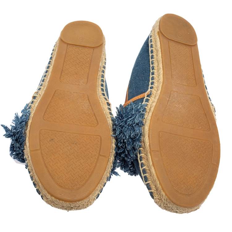 Pre Owned Tory Burch Blue Denim Shaw Espadrille Flats Size 40.5