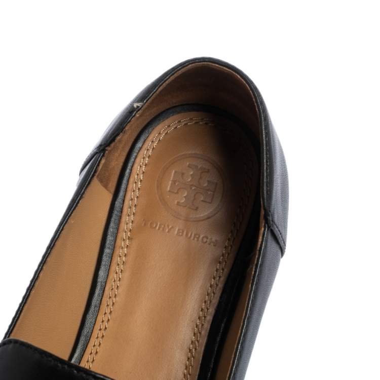 Pre Owned Tory Burch Black Leather Amelia Loafers Size 39
