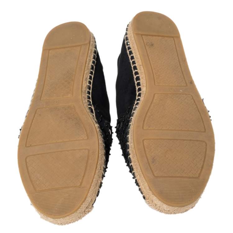 مملوكة مسبقًا Tory Burch Black Suede Yasmin Espadrille Flats Size 39
