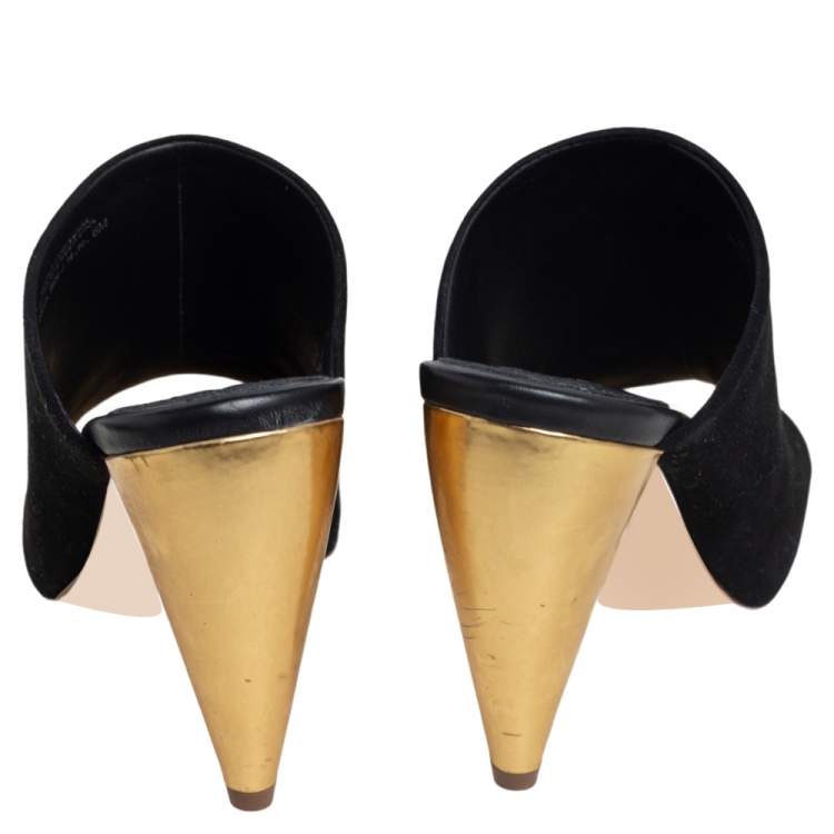 Pre Owned Tory Burch Black Suede Open Toe Mule Sandals Size 36