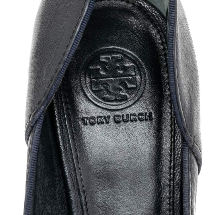 Pre Owned Tory Burch Black Leather Pointed Toe Pumps  Size 39