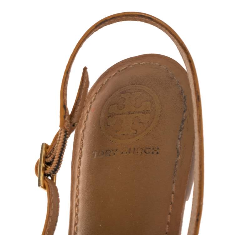 Pre Owned Tory Burch Brown Patent Leather Thong Flats Size 39