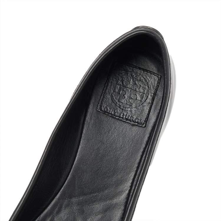 Pre Owned Tory Burch Black Patent Leather Luisa Micro Ballet Flats Size 37.5
