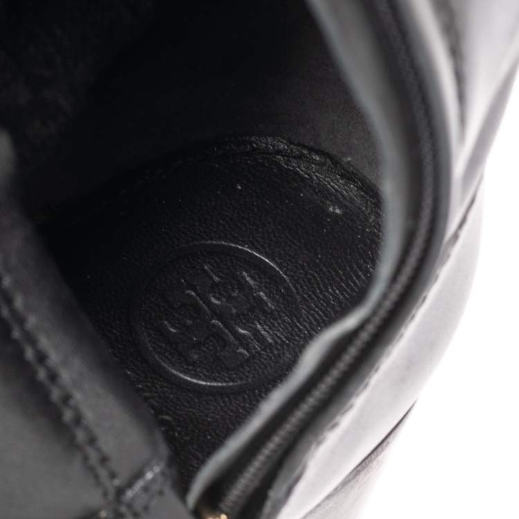 Pre Owned Tory Burch Black Leather Knee High Boots Size 39