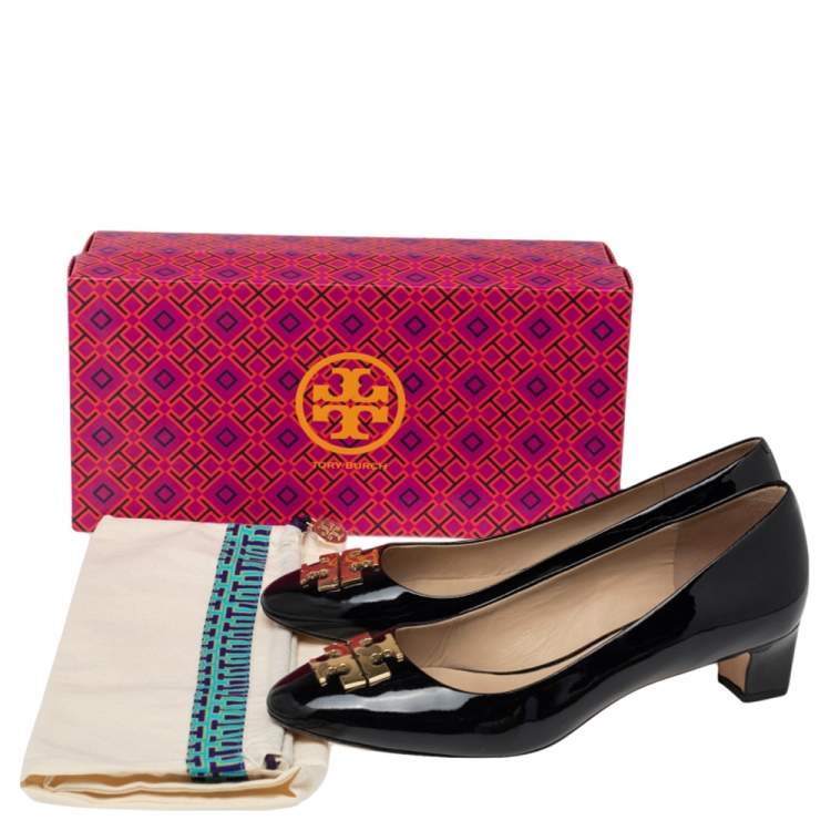 Pre Owned Tory Burch Black Patent Leather Raleigh Pumps Size 39