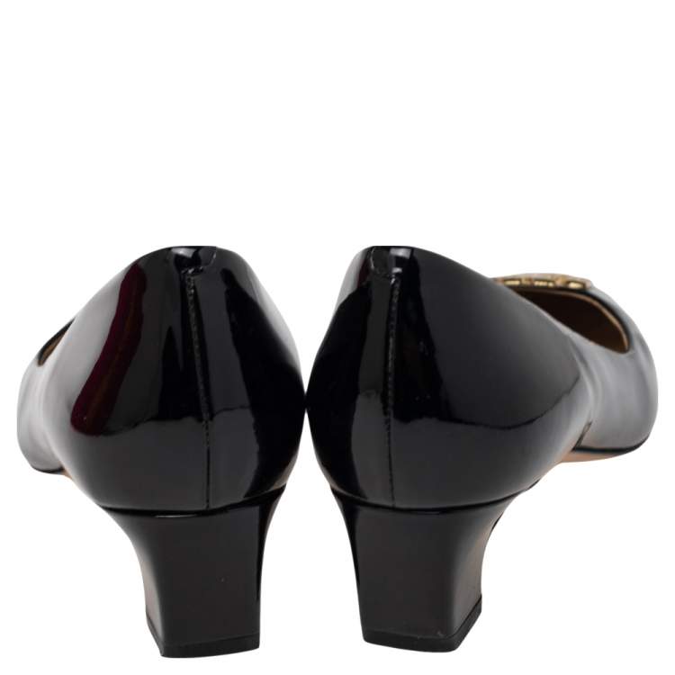 Pre Owned Tory Burch Black Patent Leather Raleigh Pumps Size 39