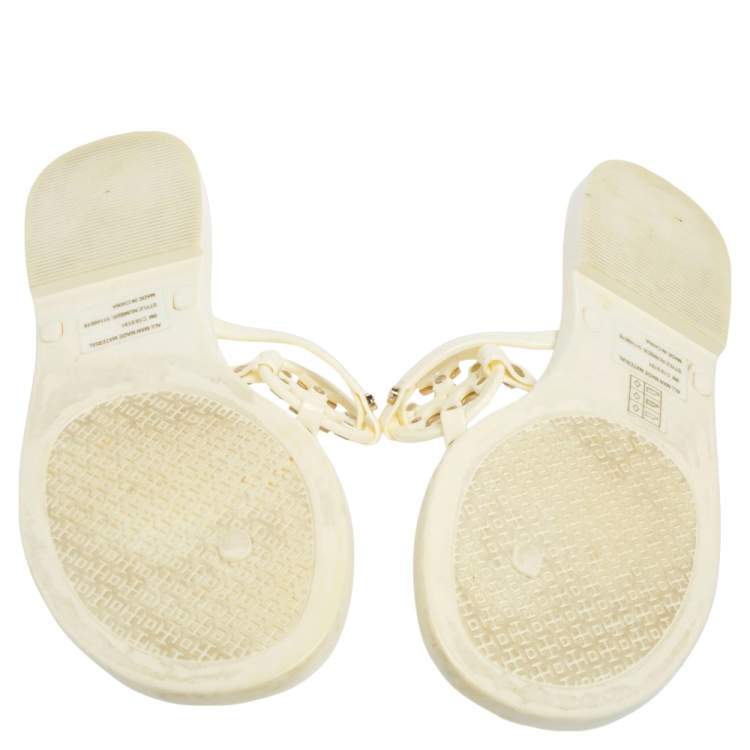 Pre Owned Tory Burch Off-white Jelly Mini Miller Thong Flat Sandals Size 39