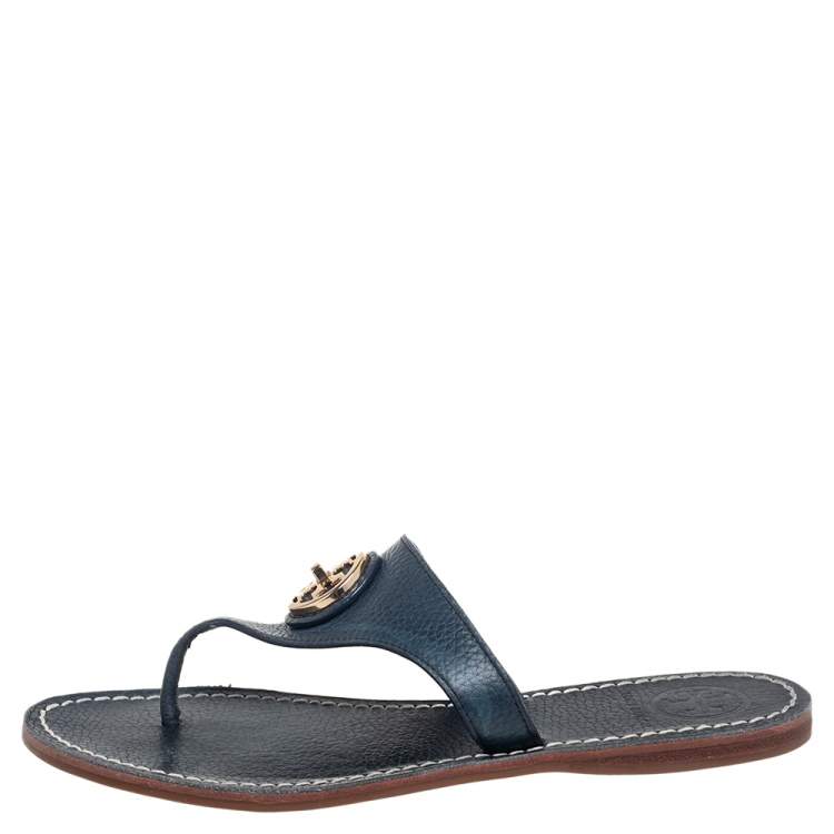 Tory Burch Navy Blue Leather Thong Sandals Size  Tory Burch | TLC