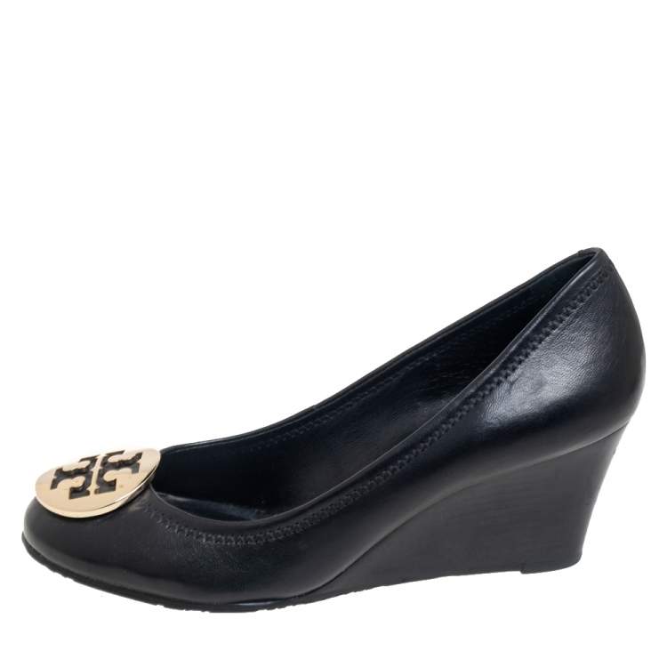 Tory Burch Black Leather Chelsea Wedge Pumps Size 37 Tory Burch | TLC