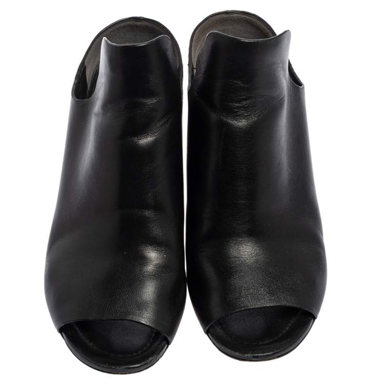 Pre Owned Tory Burch Black Leather Finley Mule Sandals Size 37