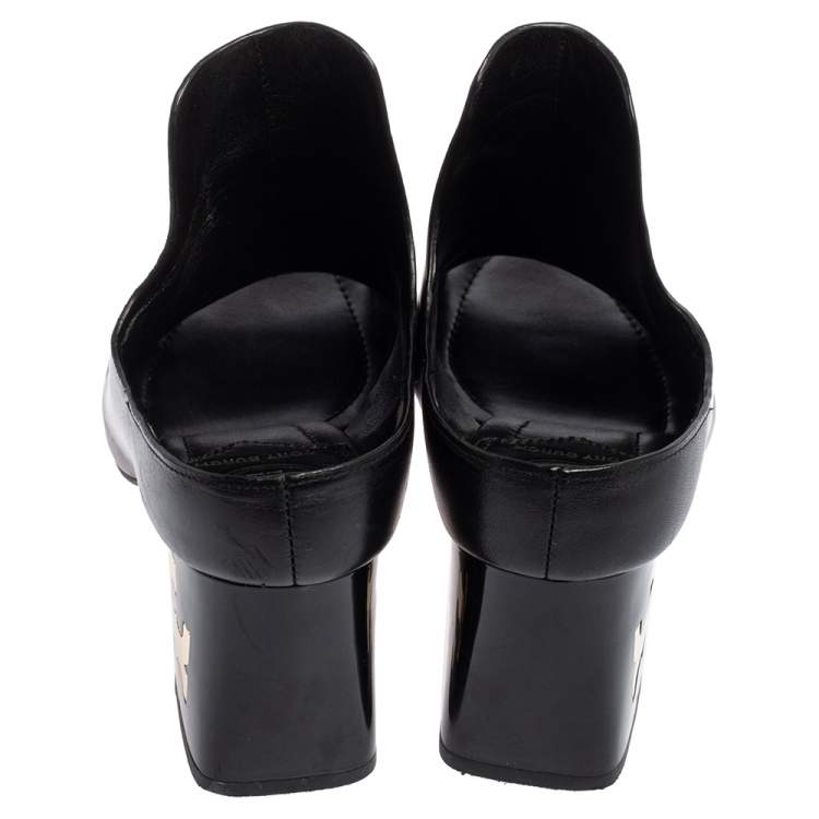 Pre Owned Tory Burch Black Leather Finley Mule Sandals Size 37