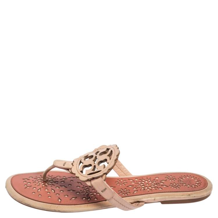 Tory Burch Pink Leather Mini Miller Thong Flat Sandals Size 38 Tory Burch